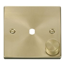 Click VPSB140PL Deco Satin Brass 1 Gang Dimmer Plate with Knob