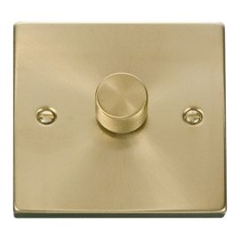 Click VPSB161 Deco Satin Brass 1 Gang 2 Way 100W LED Dimmer Switch