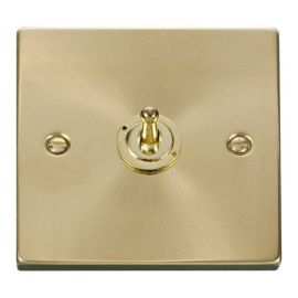 Click VPSB421 Deco Satin Brass 1 Gang 10AX 2 Way Dolly Toggle Switch image