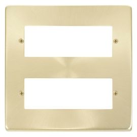 Click VPSB512 MiniGrid Satin Brass 2 Tier 12 Aperture Deco Unfurnished Front Plate image