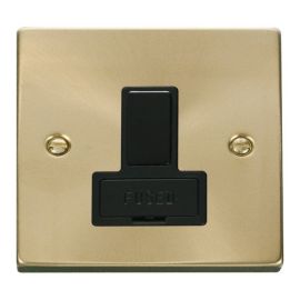 Click VPSB651BK Deco Satin Brass 13A Switched Fused Spur Unit - Black Insert image