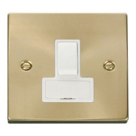 Click VPSB651WH Deco Satin Brass 13A Switched Fused Spur Unit - White Insert image
