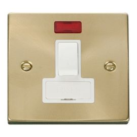 Click VPSB652WH Deco Satin Brass 13A Neon Switched Fused Spur Unit - White Insert image