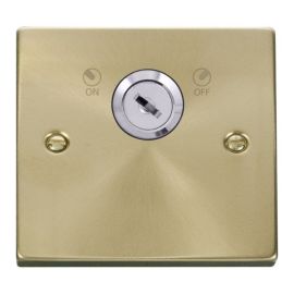 Click VPSB660 Deco Satin Brass 1 Gang 20A 2 Pole Lockable Plate Switch image