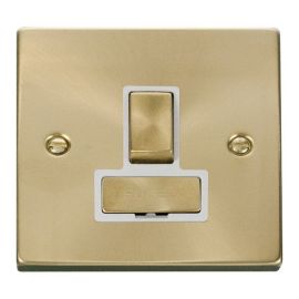 Click VPSB751WH Deco Satin Brass Ingot 13A Switched Fused Spur Unit - White Insert image