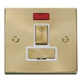 Click VPSB752WH Deco Satin Brass Ingot 13A Neon Switched Fused Spur Unit - White Insert image
