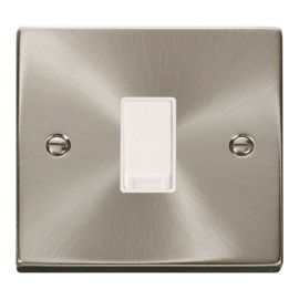 Click VPSC011WH Deco Satin Chrome 1 Gang 10AX 2 Way Plate Switch - White Insert