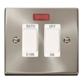 Click VPSC024WH Deco Satin Chrome 20A Sink or Bath Switch - White Insert image