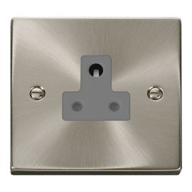 Click VPSC038GY Deco Satin Chrome 5A Round Pin Socket - Grey Insert