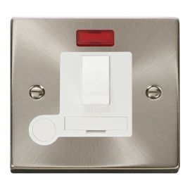 Click VPSC052WH Deco Satin Chrome 13A Flex Outlet Neon Switched Fused Spur Unit - White Insert image