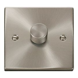 Click VPSC140 Deco Satin Chrome 1 Gang 400W-VA 2 Way Resistive-Inductive Dimmer Switch image