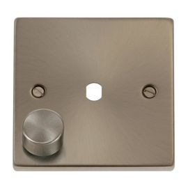 Click VPSC140PL MiniGrid Satin Chrome 1 Gang 650W Max 1 Aperture Deco Unfurnished Dimmer Plate and Knob