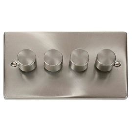 Click VPSC164 Deco Satin Chrome 4 Gang 2 Way 100W LED Dimmer Switch