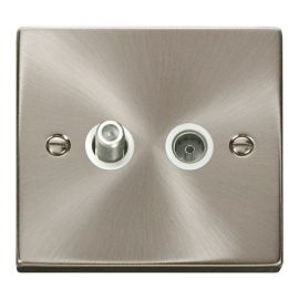 Click VPSC170WH Deco Satin Chrome Non-Isolated Co-Axial and Satellite Socket - White Insert image