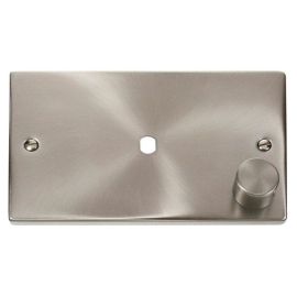 Click VPSC185 MiniGrid Satin Chrome 1 Gang 1000W Max 1 Aperture Deco Unfurnished Dimmer Plate and Knob image