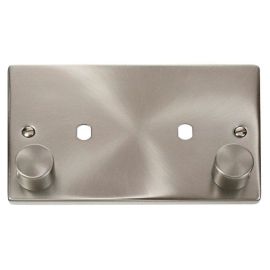 Click VPSC186 MiniGrid Satin Chrome 1 Gang 1630W Max 2 Aperture Deco Unfurnished Dimmer Plate and Knob image