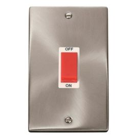 Click VPSC202WH Deco Satin Chrome 2 Gang 45A 2 Pole Switch - White Insert image