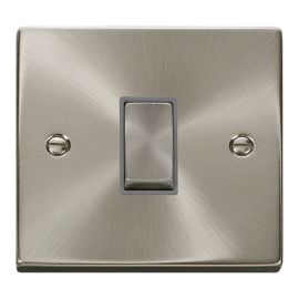 Click VPSC411GY Deco Satin Chrome Ingot 1 Gang 10AX 2 Way Plate Switch - Grey Insert