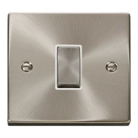 Click VPSC411WH Deco Satin Chrome Ingot 1 Gang 10AX 2 Way Plate Switch - White Insert
