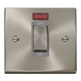 Click VPSC501GY Deco Satin Chrome Ingot 1 Gang 45A 2 Pole Neon Switch - Grey Insert image