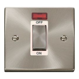 Click VPSC501WH Deco Satin Chrome Ingot 1 Gang 45A 2 Pole Neon Switch - White Insert image