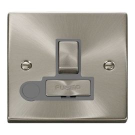 Click VPSC551GY Deco Satin Chrome Ingot 13A Flex Outlet Switched Fused Spur Unit - Grey Insert