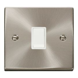 Click VPSC622WH Deco Satin Chrome 20A 2 Pole Switch - White Insert image