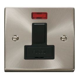 Click VPSC652BK Deco Satin Chrome 13A Neon Switched Fused Spur Unit - Black Insert