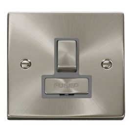 Click VPSC751GY Deco Satin Chrome Ingot 13A Switched Fused Spur Unit - Grey Insert