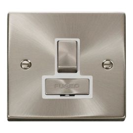 Click VPSC751WH Deco Satin Chrome Ingot 13A Switched Fused Spur Unit - White Insert image