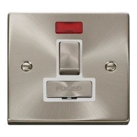 Click VPSC752WH Deco Satin Chrome Ingot 13A Switched Fused Spur Unit Neon - White Insert image