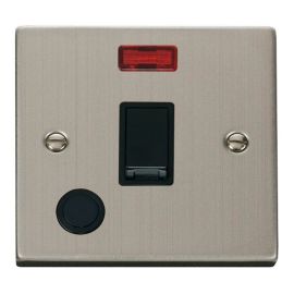 Click VPSS023BK Deco Stainless Steel 20A 2 Pole Flex Outlet Neon Switch - Black Insert image