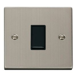 Click VPSS025BK Deco Stainless Steel 1 Gang 10AX Intermediate Plate Switch - Black Insert image