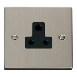 Click VPSS038BK Deco Stainless Steel 5A Round Pin Socket - Black Insert