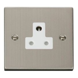 Click VPSS038WH Deco Stainless Steel 5A Round Pin Socket - White Insert