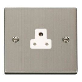 Click VPSS039WH Deco Stainless Steel 2A Round Pin Socket - White Insert