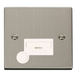 Click VPSS050WH Deco Stainless Steel 13A Flex Outlet Fused Spur Unit - White Insert