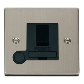 Click VPSS051BK Deco Stainless Steel 13A Flex Outlet Switched Fused Spur Unit - Black Insert image