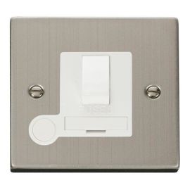 Click VPSS051WH Deco Stainless Steel 13A Flex Outlet Switched Fused Spur Unit - White Insert