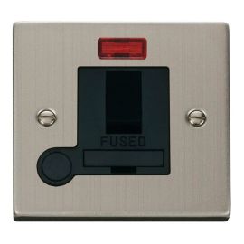 Click VPSS052BK Deco Stainless Steel 13A Flex Outlet Neon Switched Fused Spur Unit - Black Insert image