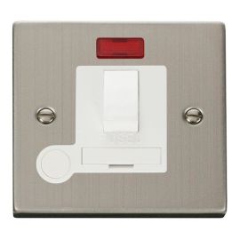 Click VPSS052WH Deco Stainless Steel 13A Flex Outlet Neon Switched Fused Spur Unit - White Insert image