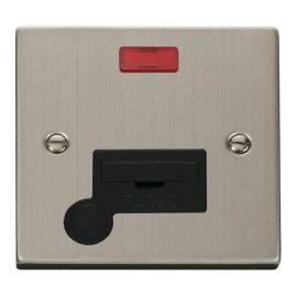 Click VPSS053BK Deco Stainless Steel 13A Flex Outlet Neon Fused Spur Unit - Black Insert image