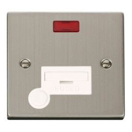 Click VPSS053WH Deco Stainless Steel 13A Flex Outlet Neon Fused Spur Unit - White Insert image