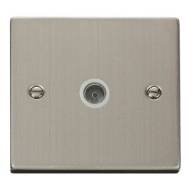 Click VPSS065WH Deco Stainless Steel 1 Gang Non-Isolated Co-Axial Socket - White Insert image
