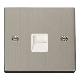 Click VPSS125WH Deco Stainless Steel 1 Gang Secondary Telephone Socket - White Insert