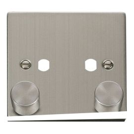 Click VPSS152PL Deco Stainless Steel 2 Gang Dimmer Plate with Knob image