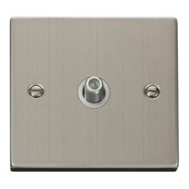 Click VPSS156WH Deco Stainless Steel 1 Gang Non-Isolated Satellite Socket - White Insert image