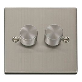 Click VPSS162 Deco Stainless Steel 2 Gang 2 Way 100W LED Dimmer Switch