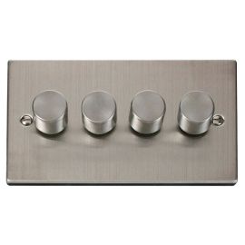 Click VPSS164 Deco Stainless Steel 4 Gang 2 Way 100W LED Dimmer Switch