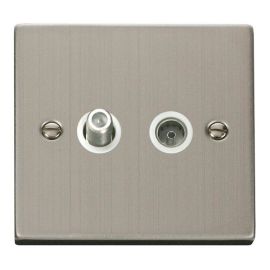 Click VPSS170WH Deco Stainless Steel Non-Isolated Co-Axial and Satellite Socket - White Insert image